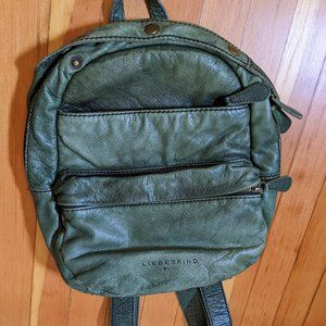 Liebeskind Berlin Vintage Leather Knapsack Backpack Olive Green